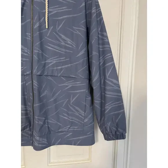 Weatherproof Vintage Blue Patterned Rain Jacket with Hood - Picture 3 of 9